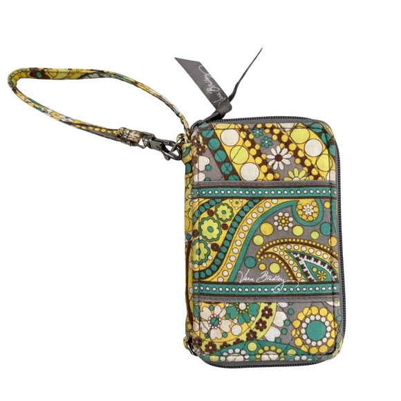 Vera Bradley Handbags - Vera Bradley‎ All In One Crossbody Wristlet Wallet Yellow Teal Paisley Floral
